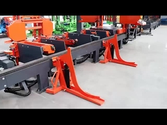 serraria de banda hidráulica com torneira de madeira e carregamento