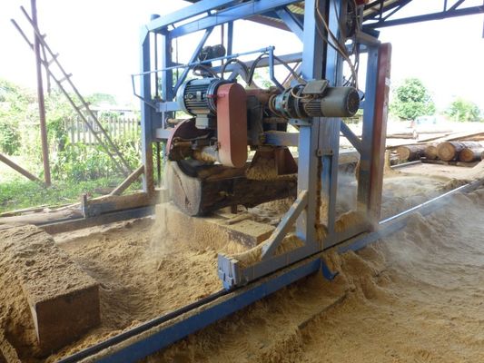 Portable Circular Sawmill, Double Saw Blade Angle Sawmill Cutting Log