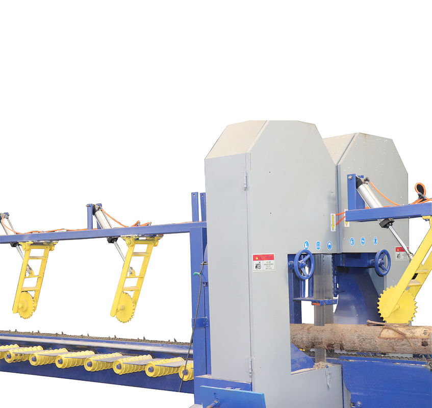 Wood Cutting Vertical Band Saw Twin Vertical Band Sawmill Production Line, big motor vertical saw