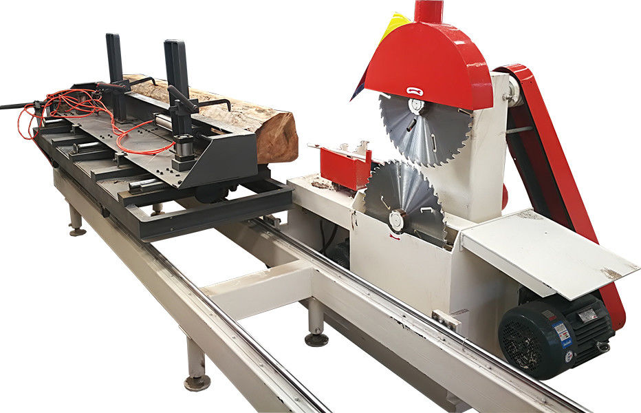 TT1500 Twin Blade Sawmill Sliding Saw Table For Hardwood Logs Cutting