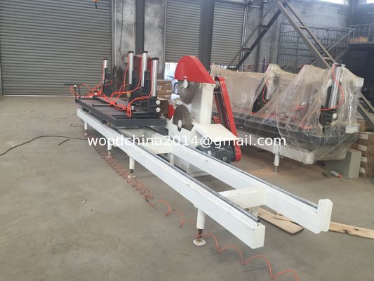woodworking machinery of heavy duty twin blades circular sawmill with log carriage