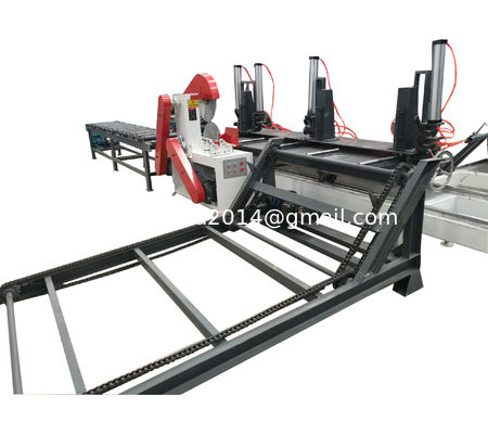 woodworking machinery of heavy duty twin blades circular sawmill with log carriage