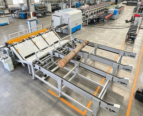 Linha de produção de serra multi-rip para toras de alta eficiência | Planta de processamento de madeira de grande diâmetro de 250-500 mm | Capacidade 120m³/8h