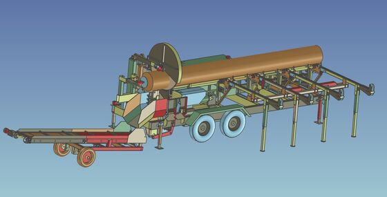Processador móvel de madeira totalmente automatizado de 50 toneladas de força hidráulica para diâmetro de tronco de 600 mm