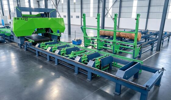 Linha de serra automática Serra de tronco horizontal CNC Serradora hidráulica SW1200PRO