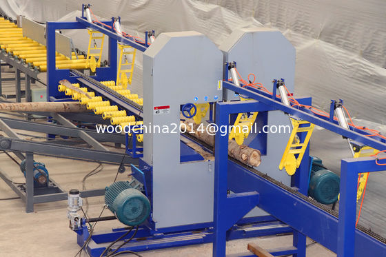 Fully Automated Bandsaw Wood Mill Sawmill Woodworking Log Cutting Twin Blade Vertical Saw Machine